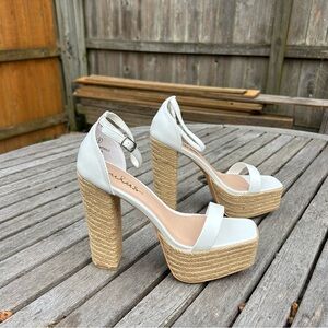 Amory White Platform Espadrille High Heel sandals by lulus size 9 NWT